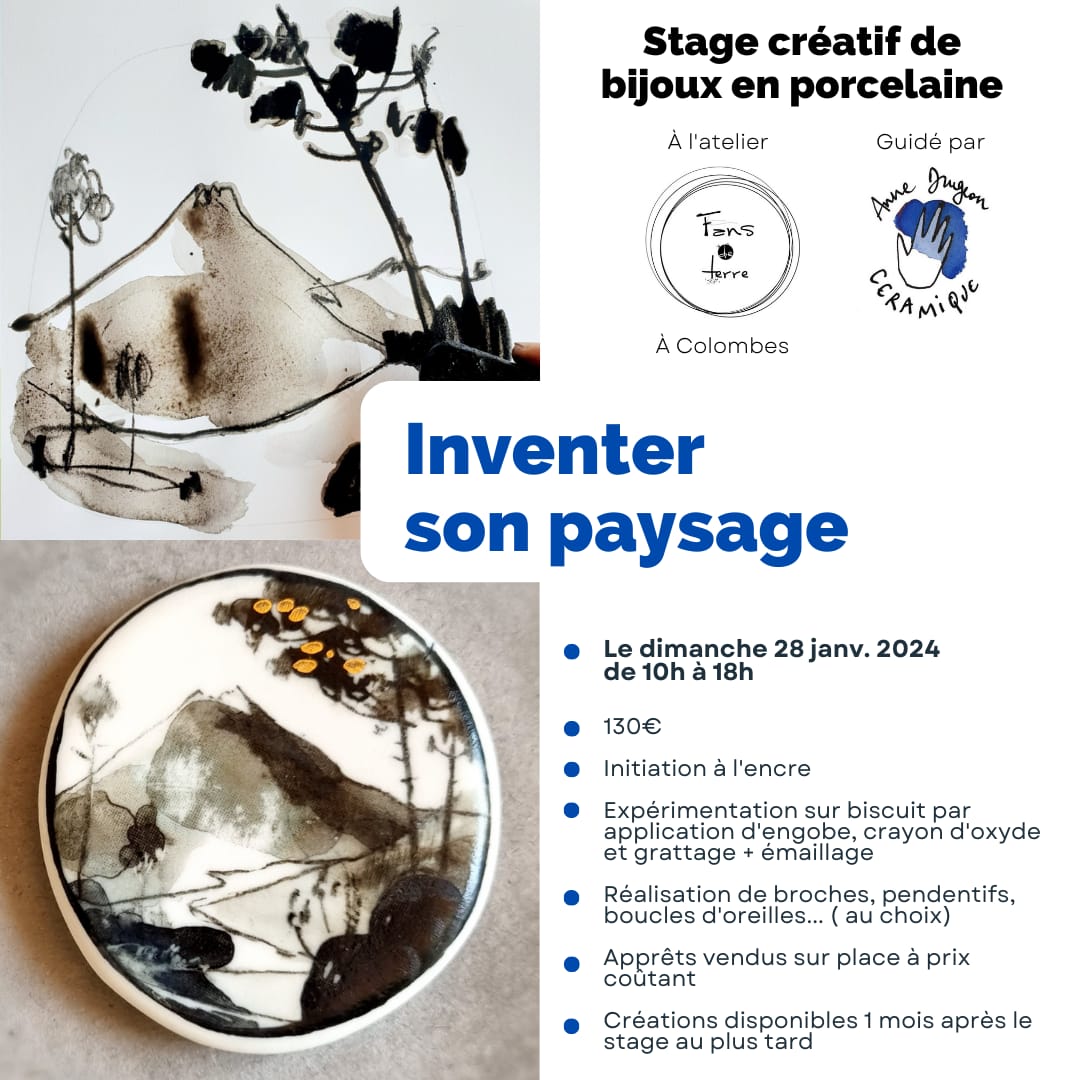 Affiche stage bijoux porcelain avec Anne Drugeon